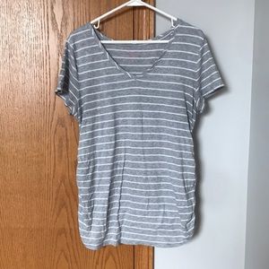 Grey striped maternity top